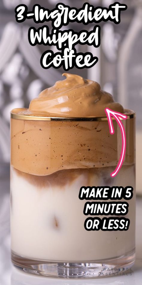 How To Make Dalgona Coffee Recipe, Whipped Iced Coffee, Tasty Coffee Recipes, How To Make Whipped Coffee, Diy Iced Coffee Easy, Dalgona Coffee Recipe Easy, Dalgona Coffee Recipes, Coffee Whip, Whipped Coffee Recipe