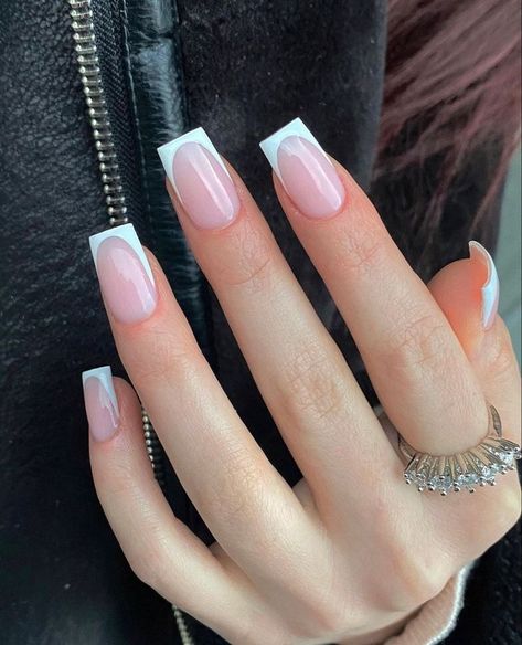 French Apres Nails, Gel X French Tip Nails Square, Narrow Square Acrylic Nails, French Tip Acrylic Nails Short, Acrylic Nails Short Square, Nails Glow In The Dark, Ongles Gel French, Acrylic Nails Square, Nails Work