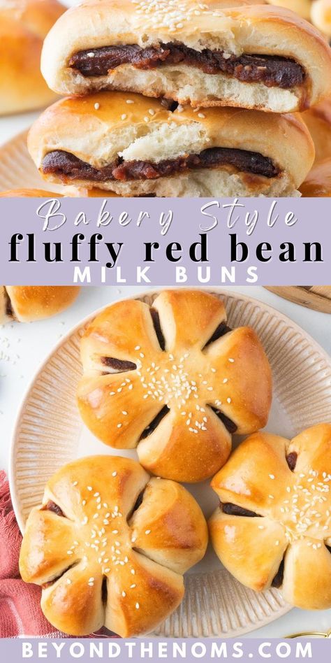 Fluffy milk bread with sweetened red bean paste. Perfect with your morning or afternoon coffee or tea! Milk Buns, Milk Bread, Foreign Food, Red Bean Paste, Afternoon Coffee, Red Bean, Asian Desserts, Bean Paste, Bean Recipes