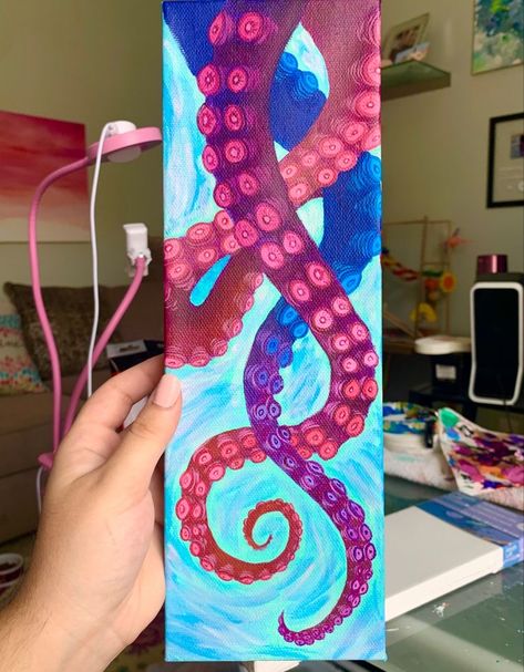 Octopus Watercolor, Octopus Painting, Bradenton Florida, Underwater Painting, Octopus Art, Social Art, Shop Artwork, Art Tools Drawing, Oceanography