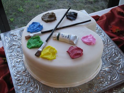 Painter Cake Ideas, Artist Cake Ideas, Art Cake Ideas, Painter Cake, Steampunk Wedding Cake, Reeses Cake, Art Birthday Cake, Lolly Cake, Artist Cake