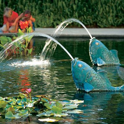 Adding a Water Feature to Your Koi Pond | Next Day Koi Pond Spitters, Koi Pond Backyard, Koi Pond Design, Pool Plants, Fish Pond Gardens, Pond Maintenance, Backyard Pond, Garden Waterfall, Pond Water Features