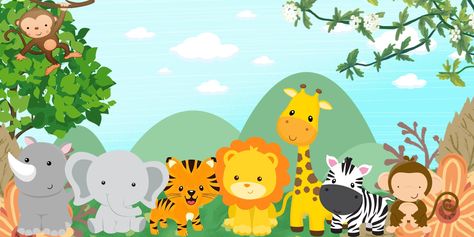 Ideas Cuadros, Safari Animals Birthday, Animals Birthday, Birthday Banners, Animal Birthday, Safari Animals, Banner Template, Birthday Banner, Cartoon Animals