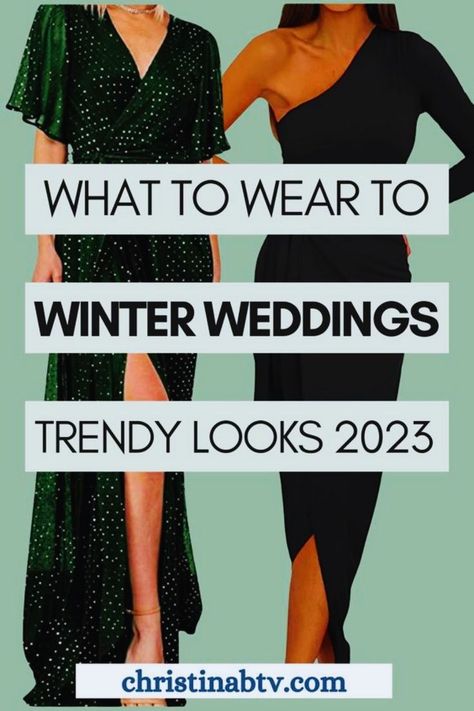 Looking for winter wedding guest outfit ideas? Stay warm and stylish with these cold formal looks. From classy to semi-formal attire, this blog post has all the inspiration you need. Explore outdoor-friendly dresses and elegant options for the 2023 and 2024 wedding season. Find the perfect ensemble to make a statement and keep cozy at your next winter wedding! Best Wedding Guest Dresses Winter, Dress For A Wedding Guest Winter, Winter Wedding Cocktail Dress Guest, December Wedding Guest Dress Classy, Winter Dresses Wedding Guest, Wedding Guest 2023 Outfit, Formal Wedding Guest Dress Fall 2023, Cocktail Dress Winter Wedding, Wedding Guest Dress For Winter