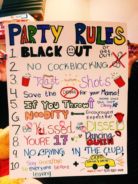 Party rules poster Party Rules Poster, House Party Rules, Drunk Games, Party Rules, Teen Party Games, Rules Poster, Drinking Games For Parties, Fun Drinking Games, Drink Party