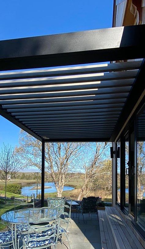 Louvered Pergola Patio Cover | Adjustable Pergola Shade Flood Protection, Louvered Pergola, Dream Patio, Retractable Screen, Covered Pergola, Roofing Systems, Shade Sail, House System, Pergola Patio