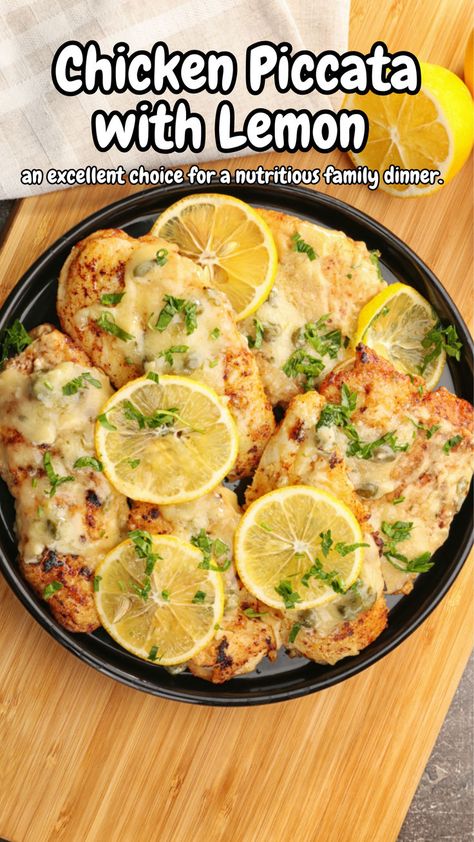 Discover the flavors of Chicken Piccata with Lemon! 🍋🍗 This classic Italian dish features tender chicken breasts sautéed in a buttery lemon and caper sauce. Easy to prepare and full of vibrant flavors, it’s perfect for a quick weeknight dinner or a special occasion meal. Pair it with pasta or a fresh salad for a delightful dining experience. #ChickenPiccata #ItalianCuisine #QuickDinner #FlavorfulMeals #EasyRecipes #LemonChicken Family Dinner Chicken, Easy Chicken Piccata Recipe, Chicken Piccata Healthy, Easy Chicken Piccata, Lemon Caper Sauce, Piccata Recipe, Caper Sauce, Chicken Piccata Recipe, Zesty Sauce