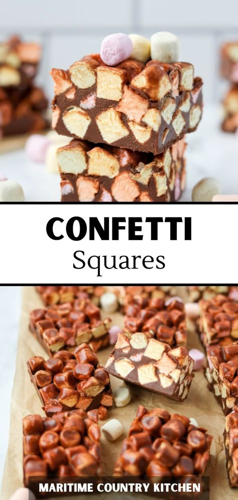 Peanut Butter Confetti Squares, Easy Dessert Squares, Confetti Squares, Peanut Butter Desserts Easy, Rainbow Marshmallow, Christmas Baking Treats, Cheap Desserts, Peanut Butter Squares, Peanut Butter Dessert