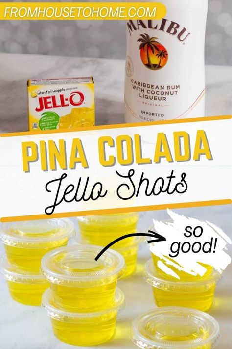 Pina Colada Jello Shots Recipe, Coconut Cream Pudding, Pina Colada Jello Shots, Rum Jello Shots, Best Jello Shots, Pineapple Jello, Layered Jello, Jello Cups, Malibu Coconut