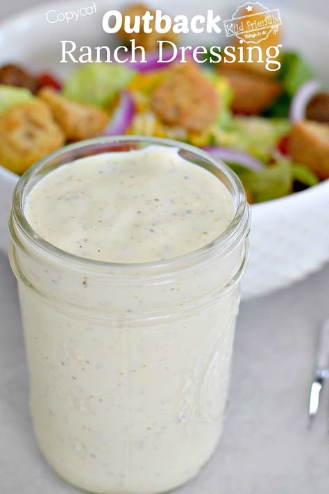 Copycat Ranch Dressing Recipe, Steakhouse Ranch Dressing, Outback Steakhouse Ranch Dressing, Outback Ranch Dressing Recipe, Outback Ranch Dressing, Outback Ranch, House Salad Recipe, Copycat Outback, Ranch Dressing Recipe