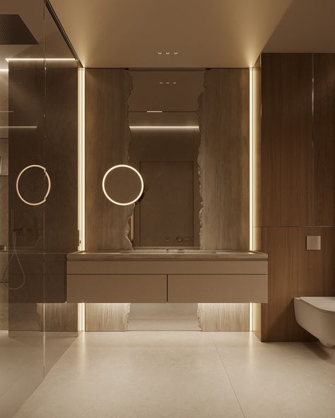 In this bathroom, just like in the bedroom, the centerpiece is a striking end-cut marble that frames the mirror, adding an element of raw elegance and sophisticated texture. We further enhanced the space with a magnifying mirror, complete with its own backlight, providing both functionality and a modern touch. The result is a harmonious blend of luxury and refinement, where every detail speaks of meticulous craftsmanship. ✨🪞 Design by #artpartnerarchitects #LuxuryInteriors #MarbleMagic #Mod... Architects, Bath, Art Partner, Magnifying Mirror, In The Bedroom, The Bedroom, The Mirror, The Space, Marble