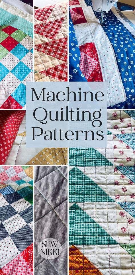 machine quilting patterns, machine quilting designs, sewing machine, quilting, quilts, straight line machine quilting patterns Top Quilting Patterns, How To Machine Quilt, Home Machine Quilting, Straight Line Machine Quilting Ideas, Quilting With Sewing Machine, Quilting On Home Sewing Machine, How To Machine Quilt On A Home Machine, Quilting Techniques For Beginners, How To Quilt With Sewing Machine