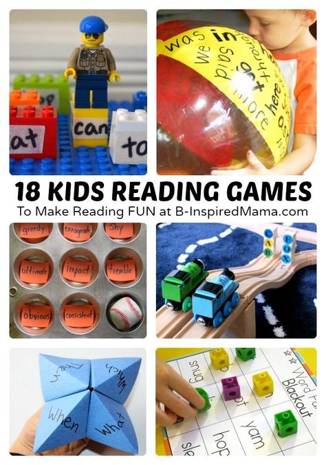 18 Fun Kids Reading Games and Activities to Make Reading More Fun! Perfect for Homeschool or Preschool Make And Take Literacy Activities, Creative Reading Activities, Literacy Night Activities Make And Take, Reading Games For Kids, Family Literacy Night, Fun Reading Activities, Work Games, Games To Make, Family Literacy