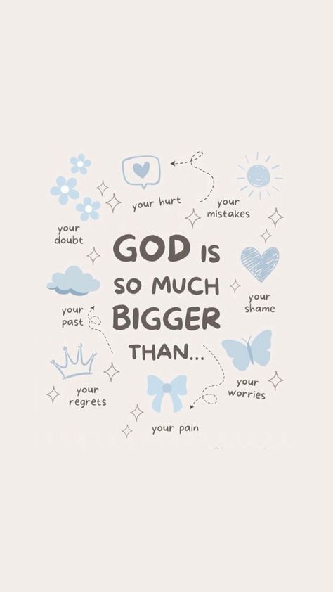 Minimal wallpaper God Is Bigger, God Is, A Woman, Bible, Jesus, Blue, White