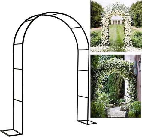 SEVSO Black Garden Arbor for Various Climbing Plants Metal Arch with Bases Wedding Arch Extra Tall Pergola Trellis Grape Vines Archway,Black,W1.8M*H2.2M Wisteria On Arbor, Ivy Archway, Arbor With Wisteria, Black Metal Arbor, Metal Garden Arch Wedding, Wedding Pergola, Hanging Vines, Metal Arch, Garden Arbor