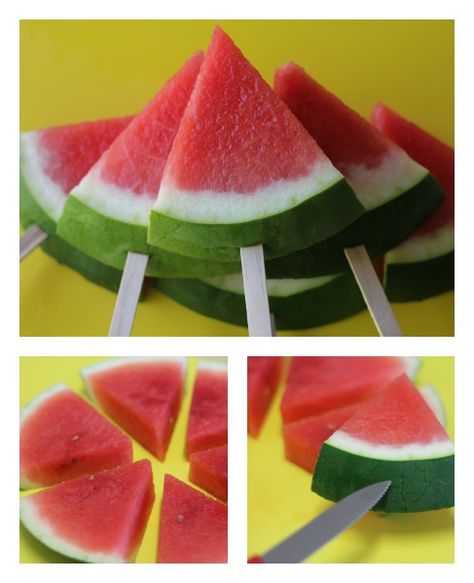 Watermelon_collage_487 Watermelon Popsicles Recipe, Popsicles Recipe, Watermelon Popsicles, Party Snacks Easy, Fruit Party, Kids Party Food, Popsicle Recipes, Summer Snacks, Summer Watermelon