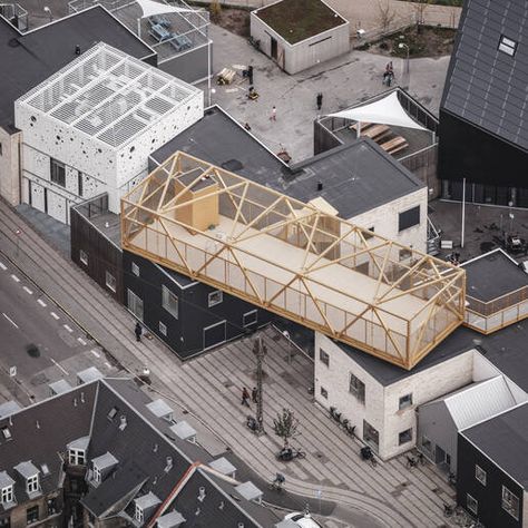 cobe kids city aerial view Cobe Architects, Timber Architecture, Big Building, Architecture Graphics, Adaptive Reuse, Landscape Plans, Wooden Decks, Fire Station, School Architecture