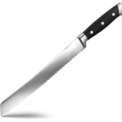 It is durable and has a long life for using, preventing dulling, rust and maintains the original sharpness | Orchids Aquae Serrated Bread Knife, High Carbon German Steel Serrated Knife w / Ergonomic Blackhandle & Full Tang Design Plastic | Wayfair Serrated Knife, Tomato Knife, Tiny Room, Baking Utensils, Butcher Knife, Kitchen Shears, Boning Knife, Specialty Knives, Carving Knife