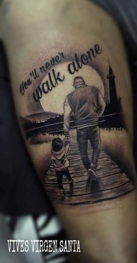 Grandson Tattoo Ideas For Men, Father Daughter Quotes Tattoo, Creative Tattoos For Men Inspiration, Father Son Tattoo Ideas, Baby Tattoo For Dads, Son Tattoo Ideas, Father Son Tattoo, Tattoos For Dad Memorial, Family Tattoos For Men