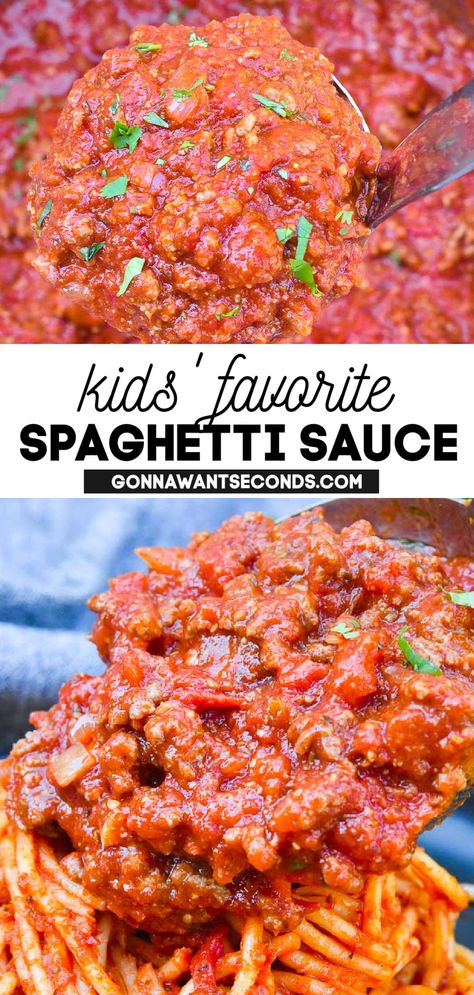 Spaghetti Sauce pouring over pasta Spaghetti Sauce Sweet, Sweet Pasta Sauce Recipes, Wedding Gift Spaghetti Sauce, Spaghetti Meat Sauce Recipes, Jarred Spaghetti Sauce Recipes, Easy Spaghetti Recipes With Jar Sauce, Homemade Sweet Spaghetti Sauce, Sweet Spaghetti Recipes, Sweet Spaghetti Sauce Recipe