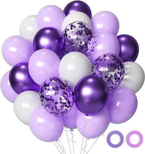 Amazon.com: Lavender Purple Party Balloons, 50 Pcs 12inch Lavender Light Purple Lilac Balloons Purple Metallic Balloons and Confetti Balloons Set for Birthday Baby Shower Bridal Shower Wedding Party Decorations : Home & Kitchen Balloons Purple, Lavender Balloons, Lilac Balloons, Halloween Birthday Party Decorations, Lila Party, Purple Confetti, Glitter Balloons, Silver Balloon, Purple Balloons