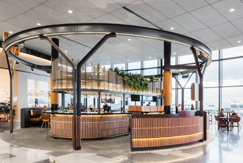 2020 Eat Drink Design Awards shortlist: Best Bar Design | ArchitectureAU Curved Bar Design, Best Bar Design, Airport Retail, Coffee Kiosk, Island Counter, Driveway Lighting, Food Kiosk, Bar Design Awards, Popup Store