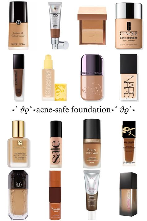 acne safe foundation Foundation For Oily Skin Acne, Saie Glowy Foundation, Acne Safe Foundation, Acne Safe Makeup, Light Coverage Foundation, Safe Makeup, Foundation For Oily Skin, Makeup Sephora, Oily Skin Acne