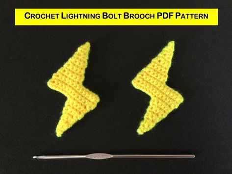 Crochet Lightning Bolt Brooch Pattern Crochet Lightning Bolt, Funky Crochet, Brooch Pattern, Crochet Parrot, Intermediate Knitting Patterns, Advanced Knitting, Crochet Brooch, Beginner Knitting Patterns, Crochet Vintage