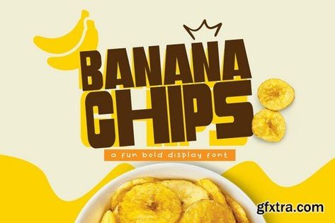 Chips Display, Easter Fonts, Bubble Letter Fonts, Crispy Chips, Logo Design Inspiration Creative, Chips Brands, Banana Chips, Display Fonts, Cheese Flavor