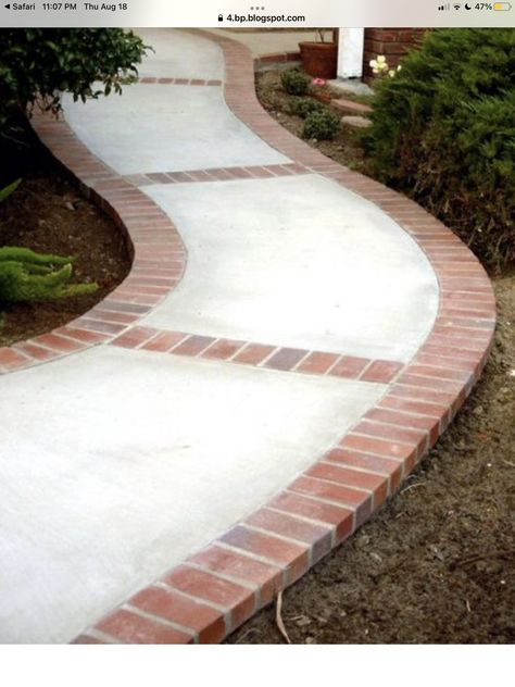 Brick Walkways, Brick Sidewalk, Brick Driveway, Concrete Path, Walkway Landscaping, Walkway Design, Concrete Walkway, Brick Walkway, Pathway Landscaping