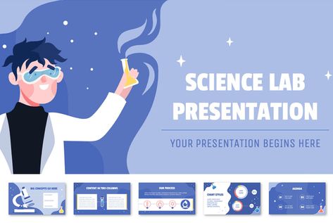 Illustrated Science Lab Themed PowerPoint PPT Template Powerpoint Science Presentation, Powerpoint Background Design Science, Powerpoint Design Science, Science Template Powerpoint, Science Presentation Template, Science Ppt Background, Science Background Powerpoint, Science Ppt Template, Science Powerpoint Templates