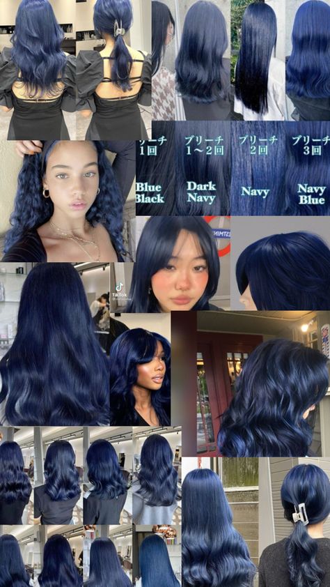 Dark Ash Blue Hair, Midnight Blue Hair Color, Ash Blue Hair, Hair Color For Tan Skin, Midnight Blue Hair, Dark Ash, Hair Color Blue, Tan Skin, Blue Hair