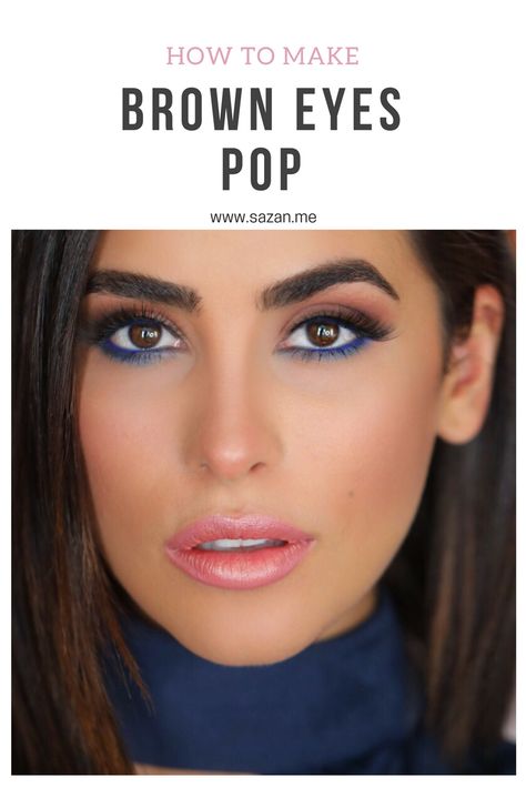 Blue Eyeliner Makeup, Sazan Hendrix, Brown Eyes Pop, Tutorial Eyeliner, Makeup Tip, Makeup Hacks Tutorials, Smokey Eye Tutorial, Makeup Easy, Makeup Tutorial Eyeliner