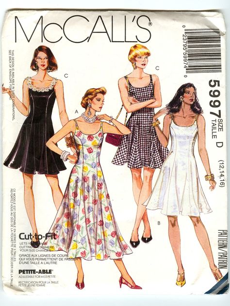 90s Dress Pattern, Slip Dress Pattern, Sewing Summer Dresses, Vintage Clothes Patterns, Simple Summer Dresses, Summer Dress Patterns, Vintage Dress Patterns, Dress Making Patterns, Diy Sewing Clothes