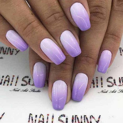 Top 30 Beautiful Ombre Nail Design Ideas For 2021 - Tattooed Martha Purple Ombre Nails, Unghie Sfumate, Purple Nail Art, Lilac Nails, Nails Yellow, Purple Nail Designs, Smink Inspiration, Purple Nail, Her Nails