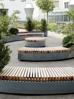 bench Outdoor Storage Bench, Round Furniture, Outdoor Seating Area, Concrete Furniture, Landscape Architecture Design, Urban Furniture, Bench Designs, Have Inspiration, Street Furniture