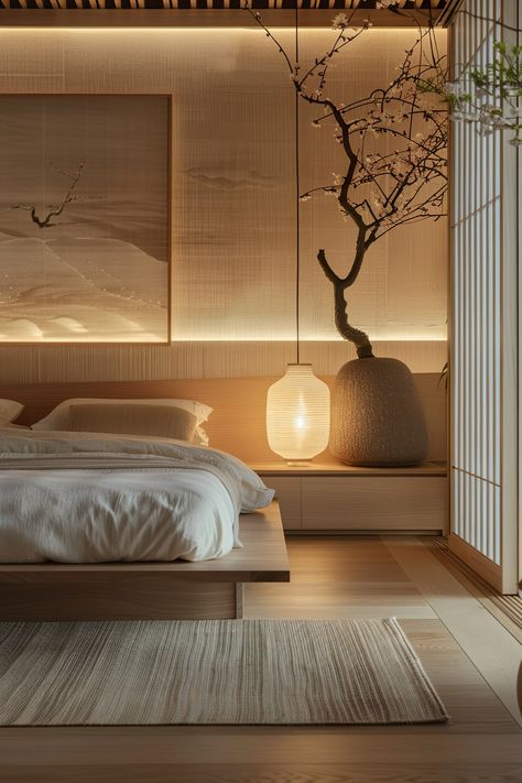 Japandi Bedroom Ideas: Crafting a Peaceful Retreat - Quiet Minimal Japandi Palette Color, Room Lighting Ideas Bedrooms, Sleeping Room Ideas, Japandi Hotel, Hotel Bedroom At Home, Bedroom Hotel Style, Bedroom Neutral Colors, Japandi Interiors Bedroom, Hotel Room Ideas