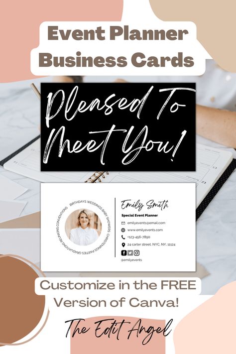 Event Coordinator Business Card, Event Planner Business, Events Coordinator, Event Planner Business Card, Planner Business, Event Hosting, Event Coordinator, Text Fonts, Event Organization