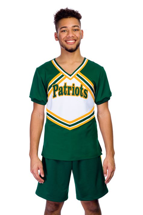 We've got the boys on your cheer squad covered! We coordinate our boy's and men's uniforms to match with your girls.  Our Patriots Men's uniform is shown on page 27 of our catalog.  Contact TC Spirit today to learn more about our male uniform options. Male Cheerleader Uniform, Custom Cheer Uniforms, Male Cheerleaders, Men's Uniform, Cheer Makeup, Men's Uniforms, Cheer Poses, Cheer Uniform, Cheer Squad