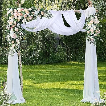 Amazon.com: Wedding Arch Draping Fabric 2 Panel White Arch Drapes for Wedding Ceremony Party Ceiling Outdoor Garland Decor White Valances 6 Yards : Home & Kitchen Drapes For Wedding, Bridal Party Decor, Sheer Backdrop, Wedding Arch Draping, Arch Draping, Outdoor Garland, Wedding Draping, White Arch, Draping Fabric