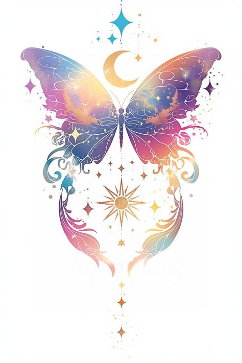 Fantasy Butterfly Art, Aesthetic Butterfly Tattoo, Butterfly Illustration Art, Tattoo Design Ideas For Women, Soul Logo, Flower Templates Printable Free, Tattoo Stencil Designs, Mandala Butterfly, Butterfly Meaning