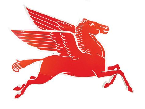 Mobilgas Winged Pegasus Alley Garage, Mobil Gas Station, Pegasus Tattoo, Mobil Oil, Flying Horse, Funny Commercials, Red Horse, Logo Car, Horse Fly