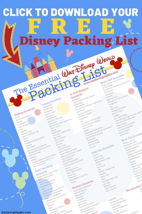 Heading to Walt Disney World Soon. Pack more fun and print this Essential Walt Disney World Packing List so you don't forget any of the Disney Packing essentials! Plan your perfect Disney World Vacation with these helpful Disney vacation tips. Print out this free Disney Packing List before you leave. #disneyworld #disneypackinglist #disneyhacks #disneytrip Packing List For Disney World, Disney World Packing List, Disney Packing List, Disney Packing, Packing List For Disney, Disney World Packing, Printable Packing List, Travelling Abroad, Disney Printables