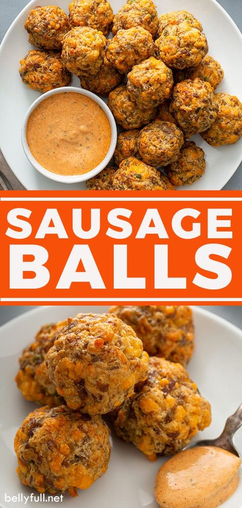 Sauce For Sausage Balls, Halloween Sausage Balls, Appetizers With Sausage, Ground Sausage Appetizer Recipes, Sausage Ball Dipping Sauce, Pioneer Woman Sausage Balls, Cheddar Bay Biscuits Sausage Balls, Cheddar Bay Sausage Balls, Sausage Balls Cheddar Bay Biscuit