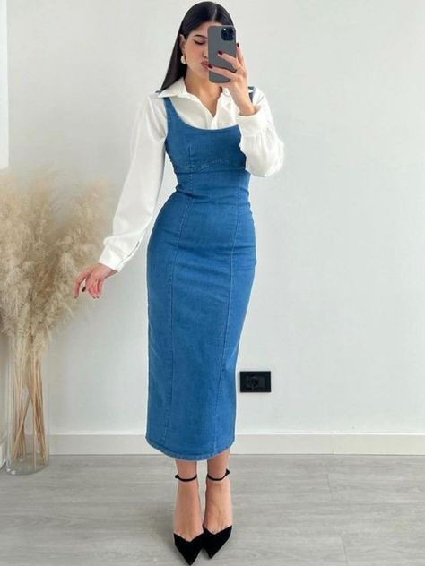 Chic And Classy Outfits, Denim Dress Outfit Ideas, Stylish Modest Outfits, Modest Casual, Modest Dresses Fashion, Modest Casual Outfits, Chic Dress Classy, Everyday Fashion Outfits, Casual Day Outfits