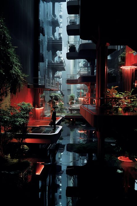 Punk Futures #13 | Foundation Future Dystopian City, Dystopian Cyberpunk City, Future Punk, Futuristic Dystopian City Aesthetic, Dystopian Architecture Art, Eco Punk, Futuristic Slums Cyberpunk City, Green Dystopian City, Scifi City