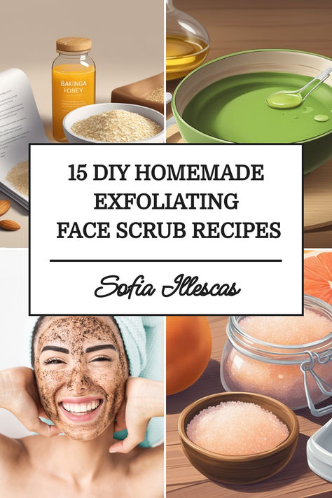 15 DIY Homemade Exfoliating Face Scrub Recipes Exfoliate Face Mask, Face Scrub Homemade Recipes, Diy Facial Exfoliant, Exfoliating Mask For Face, Diy Exfoliating Face Scrub For Oily Skin, Exfoliate Face Diy Homemade, How To Make Face Exfoliator, Natural Face Exfoliant Diy, Face Exfoliator Diy