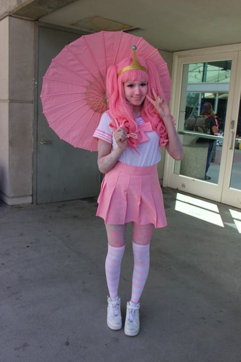 Pin for Later: 50+ Badass Costumes For Women Based on Fandoms Princess Bubblegum From Adventure Time Princess Bubblegum Halloween, Princess Bubblegum Outfits, Princess Bubblegum Costumes, Bubblegum Cosplay, Princess Bubblegum Cosplay, Adventure Time Cosplay, Most Creative Halloween Costumes, Princess Cosplay, Creative Costumes