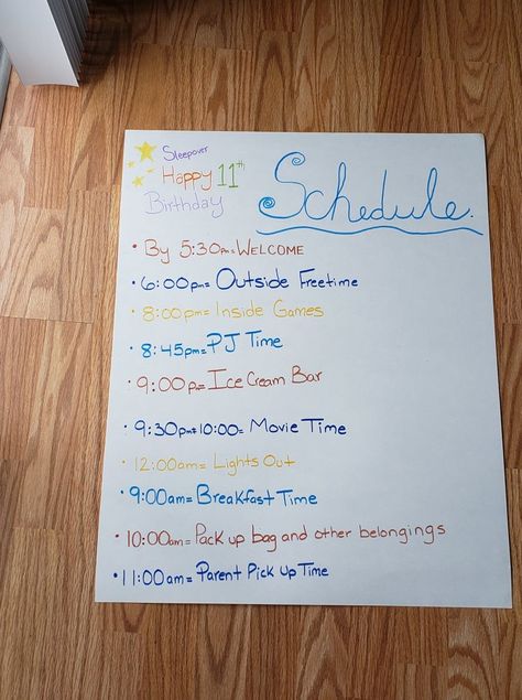 Birthday Slumber Party Schedule, Sleepover Timeline, Sleepover Birthday Party Schedule, Birthday Sleepover Schedule, Slumber Party Schedule, Sleepover Schedule, Birthday Schedule, Party Schedule, Spa Sleepover Party