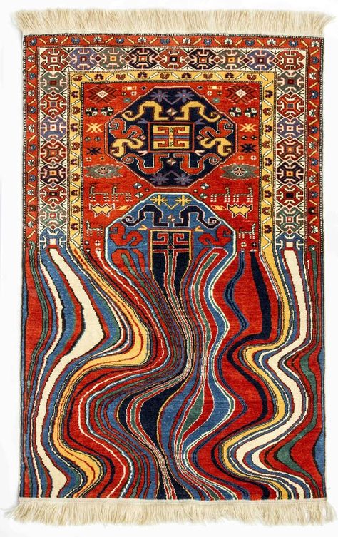 faig ahmed’s Embroidered Art Faig Ahmed, Traditional Carpet Pattern, Carpet Diy, Painting Pottery, Embroidered Art, Design Textile, Arte Inspo, Glitch Art, Carpet Design